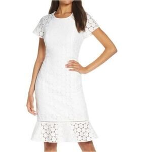 NWT Lilly Pulitzer Aliza White Midi Dress Polka Dot Lace Resort Women’s Size 8